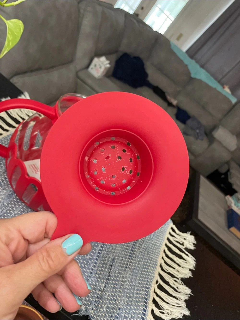 3 Qt Red Silicone-Trim Popcorn Maker with Handle